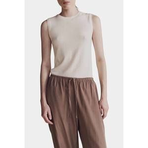 NEW MIJEONG PARK cotton blend sleeveless knit top in ivory